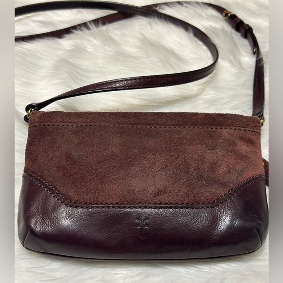 Frye Melissa Fold over Plum/Wine/Burgundy Leather/Suede Crossbody Bag - Picture 7 of 13